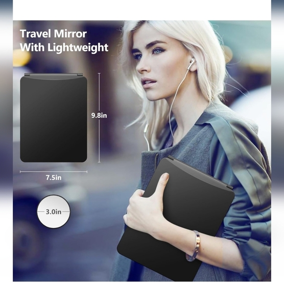 LED Vanity Mirror with 10X Magnification - Black - Picture 2 of 7